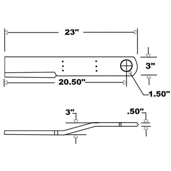 Aftermarket C49A Rotary Cutter 3 x 23 CCW Blade for Hardee 52LT 60LT 60LTO 66LT 72LT BHH90-0003 - main